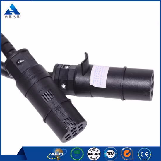 Faisceau de câblage de tracteur électrique de remorque à ressort étanche, cordon enroulé en spirale de camion, câble d'aviateur enroulé à extrémité femelle à 7 broches